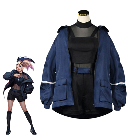 The Rogue Assassin LOL KDA  Akali Cosplay Costume Sexy Akali Cosplay Clothes Jacket Women Halloween Full Set ► Photo 1/1