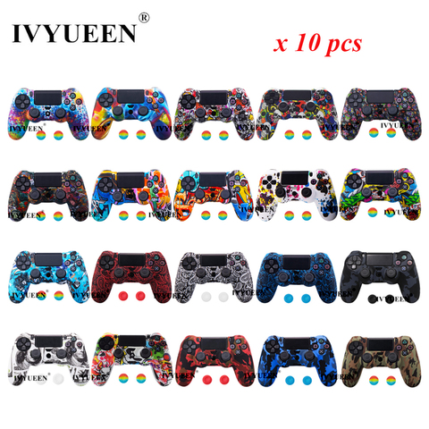 IVYUEEN 10 pcs Silicone Protective Skin Case For Sony PlayStation 4 PS4 DS4 Pro Slim Wireless Controller Cover Game Accessories ► Photo 1/1