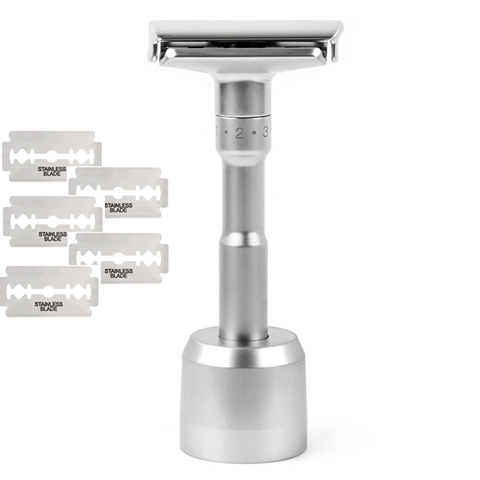 Adjustable Double Edge Classic Safety Razor Man Shaving Razor With 5 pcs Titanium Coated Blades Shaver Razor ► Photo 1/6