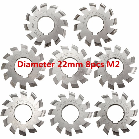 Module 2 M2 PA20 Degrees Bore  High Speed SteelMilling Cutter Tools Milling Cutter Gear Cutting 22mm #1-8 HSS Involute Gear ► Photo 1/5