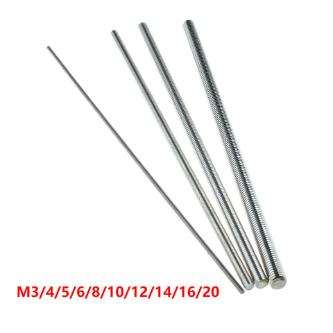 Threaded Rod Full-Thread Bar DIN975 304 Stainless Steel Fasteners Silver M3 M4 M5 M6 M8 M10 M12 M14 M16 M20 Length 250mm ► Photo 1/6