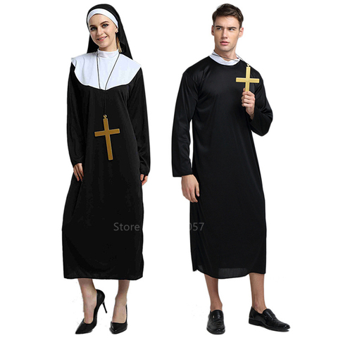 Missionary Cosplay Costumes for Adult Halloween Carnival Priest Nun Long Robes Religious Pious Catholic Church Vintage Medieval ► Photo 1/6