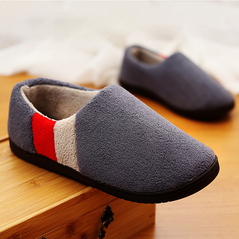 Men Slippers Home Memory foam Winter Short Plush Indoor Slippers Male Comfy Flock Non-slip House Shoes Big size 45 46 47 ► Photo 1/6