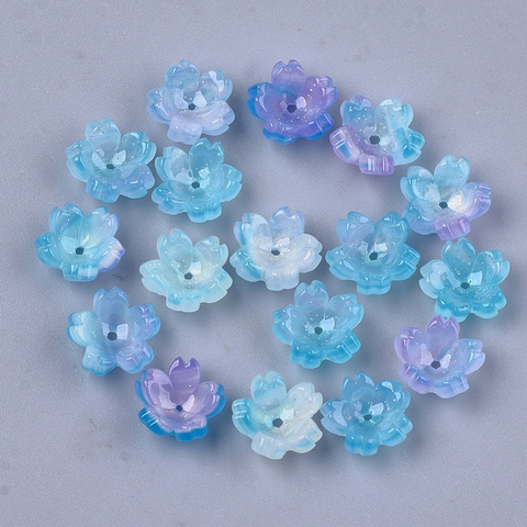 20pcs Resin 5-Petal Flower Bead Caps for jewelry making DIY Bracelet Necklace Accessories Decor 10.5x11x4.5mm, Hole: 1mm ► Photo 1/6