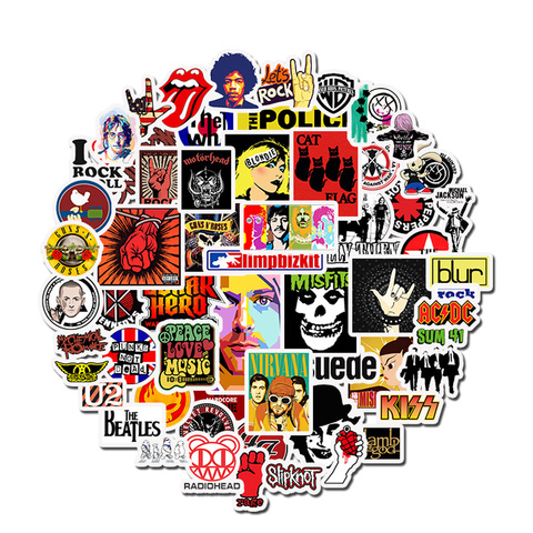 52PCS Rock Sticker Music Retro Band Graffiti Stickers for Luggage Skateboard Car loptop Bicycle Wall Guitar Scrapbooking ► Photo 1/4