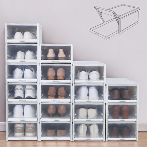 Transparent Storage Shoes Box Foldable Shoe Box Organizer Drawer