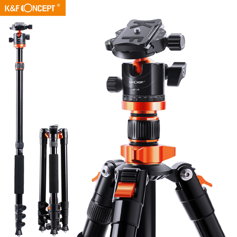 K&F Concept Camera Tripods for DSLR Aluminum Travel Vlog Tripod Monopod with 360 Degree Panorama Ball Head Loading Up to 10kg ► Photo 1/6