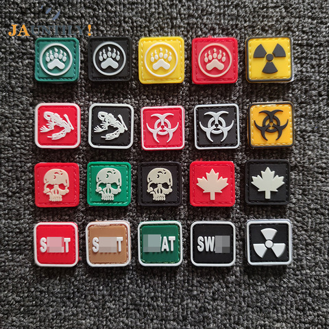 PVC Small Mini Badges Patch Light Armband Clothes Backpack Decoration Stickers Biochemical Skull Bear Claw Shiny Sticker ► Photo 1/5