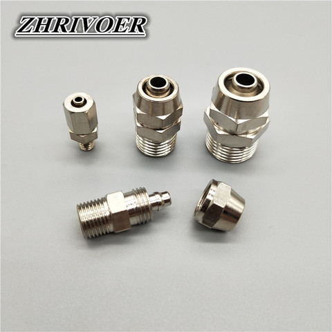 PC4 6 8 10 12mm Pipe Tube to M5 1/8 1/4 3/8 1/2 Trachea Quick Screw Pipe Fittings Copper Pneumatic Components Fast Twist Joint ► Photo 1/6