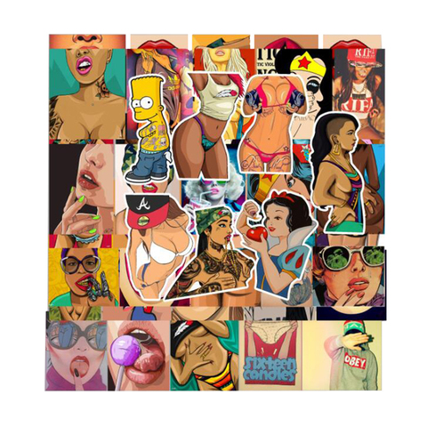 47Pcs/Lot Styling Sexy beauty Girls Computer Stickers Pvc Waterproof  Laptop Skateboard Luggage Decals For MacBook/HP Notebook ► Photo 1/6