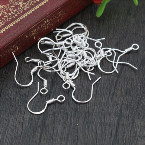 50pcs (25 Pair) 16mm 925 Sterling Silver Plated Findings Earring Hooks Clasp Accessories For Jewelry Making Wholesale Jewelrys ► Photo 1/2