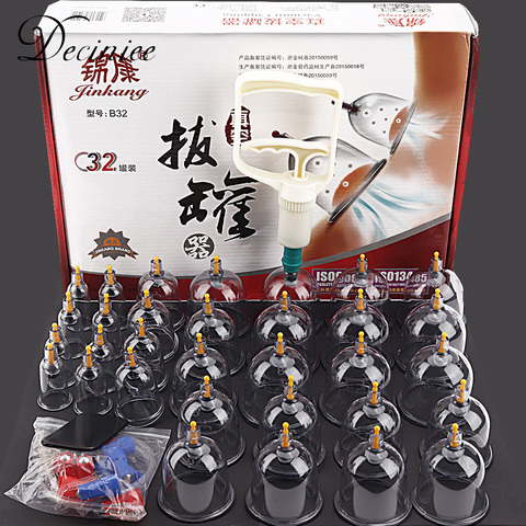 32 Pcs Vacuum Cupping Body Massager Suction Cups Jar Set Plastic Vacuum Suction Therapy Cupping Set Cans for Shoulder Massage ► Photo 1/6