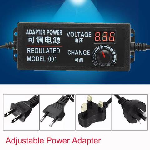 AC/DC 9V-24V 3A Adjustable Power Adapter US/EU/UK/AU Display Screen Speed Control Volt Regulated Power Supply Universal Charger ► Photo 1/6