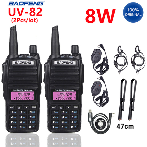 2PCS/LOT Baofeng UV 82 100% Original Portable Two Way Radio BF UV82 Dual PTT Radios BAOFENG 8W Handheld Walkie Talkie UV-82 2022 ► Photo 1/6