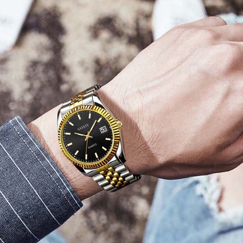Men watch Gaiety Brand Business Gold Diamond Fashion Calendar Luxury Waterproof Quartz Wristwatch Relogio Masculino ► Photo 1/6
