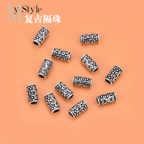 Hand woven DIY material bracelet necklace accessories 925 pure Yintai silver pattern loose beads separated beads jewelry accesso ► Photo 1/6