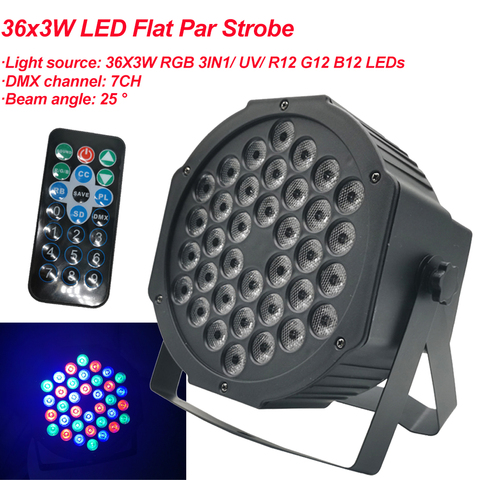 2022 New LED Flat Par 36x3W RGB Color Lighting Strobe DMX For Atmosphere of Disco DJ Music Party Club Dance Floor BAR Darkening ► Photo 1/6