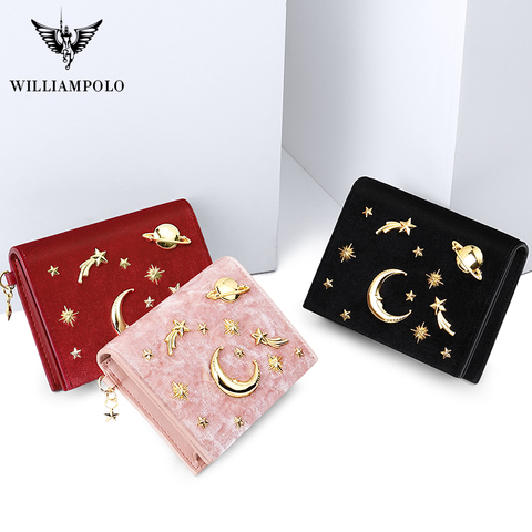 WILLIAMPOLO Brand wallet women wallets  Velvet Starry design mini ladies wallet slim purse fashion zipper Coin Purse 2022 new ► Photo 1/1