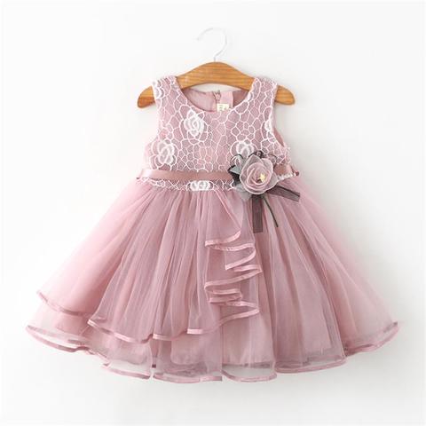 Lace Little Princess Dresses Summer Solid Sleeveless Tulle Tutu Dresses For Girls 2 3 4 5 6 Years Clothes Party Pageant Vestidos ► Photo 1/6