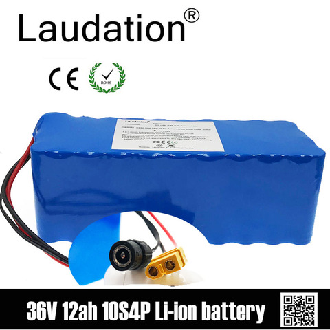 Laudation 36V 12ah Electric Bicycle Lithium Battery 42V 18650 Li-Ion Battery Motorcycle Electric Car Bicycle Scooter With BMS ► Photo 1/6