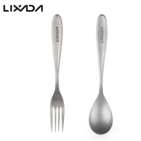 Lixada Titanium Spoon/Fork  Lightweight Dinner Spoon/Fork  Table Spoon/Fork  for Home Outdoor Picnic Camping Hiking Traveling ► Photo 1/6