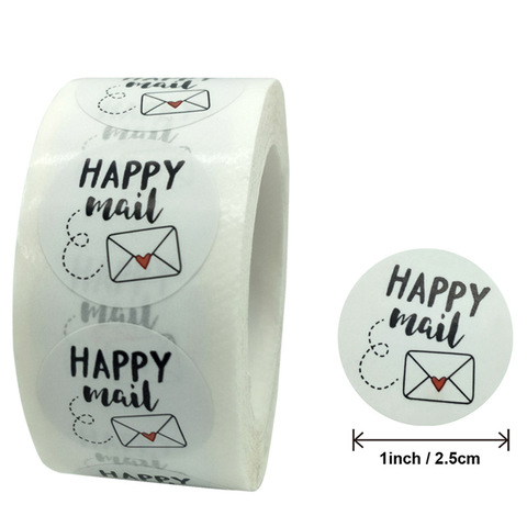 50-500pcs Happy Mail Stickers Scrapbooking1 Inch Round Kraft Stickers Seal Labels Envelope Packaging Labels Stationery Sticker ► Photo 1/6