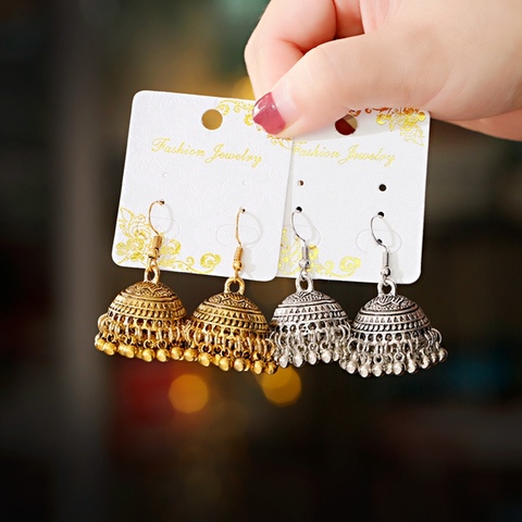 Egypt Gypsy Jewelry Retro Ethnic Indian Jhumka Small Bells Beads Tassel Dangle Earrings For Women Bohemian Pendients Party Gift ► Photo 1/6