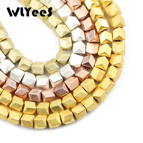 WLYeeS Matte Silvee Rose Golds Plated Hematite Beads Natural Stone Beads Geometric Loose bead For Jewelry Making Diy Accessories ► Photo 1/6