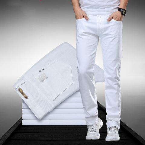Classic Style Men's Regular Fit White Jeans Business Smart Fashion Denim Advanced Stretch Cotton Trousers Male Brand Pants,109 ► Photo 1/6