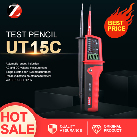 UNI-T UT15C Waterproof Digital Voltage Meters Pen Beeper LED AC/DC Voltmeter Indicator Auto Range Continuity Phase Rotation Test ► Photo 1/5