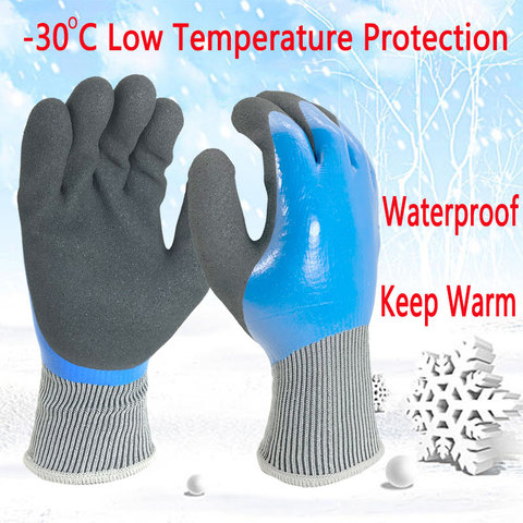 -30'C Freeze Flex Oil Resistant Food Insulated Warm Winter Garden Waterproof Anti Cold Micro Thermal Nitrile Safety Work Glove ► Photo 1/6