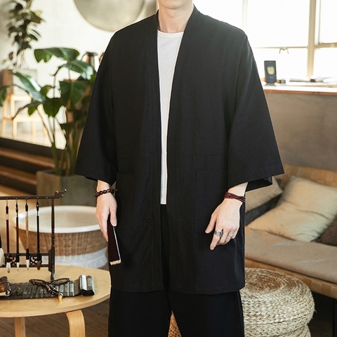 Japanese Kimono Traditional Asian Clothes Kimono Cardigan Men Samurai Costume Kimonos Haori Karate Kimono Shirt Men FF2729 ► Photo 1/6