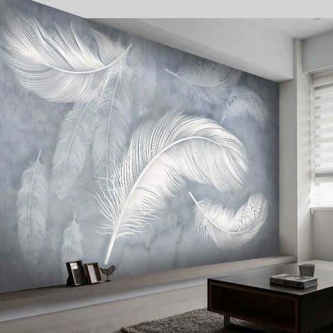 Custom 3D Hand Painted Feather Photo Wallpaper Modern Fashion Creative Living Room Bedroom Wall Art Mural Wallpapers Home Decor ► Photo 1/6