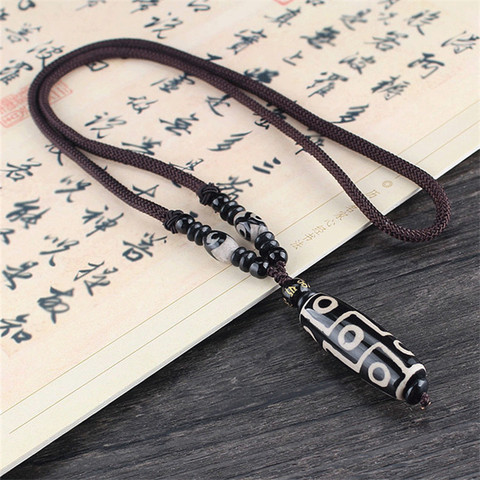 Nine Eye Tibet Dzi Pendant Drop Choker Nacklace Natural Stone Materials Fashionable Style Tibet Heaven Bead Bring Good Luck ► Photo 1/6