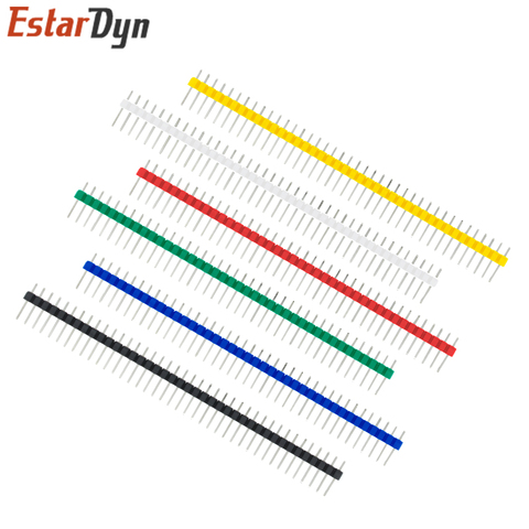 10pcs 40 Pin 1x40 Single Row Male 2.54 Breakable Pin Header Connector Strip  white/black/red/blue/green/yellow ► Photo 1/4
