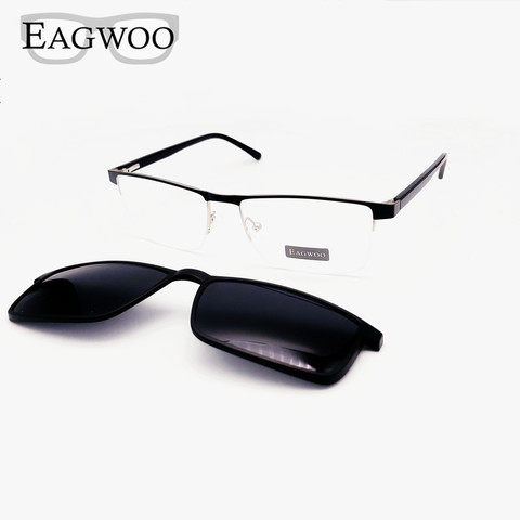 Magnet Men Eyeglasses Half  Rim Metal Optical Frame Prescription Spectacle Myopia Business Eye Glasses Sunglasses 60mm Wide Face ► Photo 1/6
