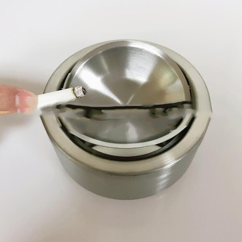 Fashion Sand Round Round Windproof Stainless Steel Ashtray Hotel Internet Cafe Rotating With Lid Ashtray ► Photo 1/6