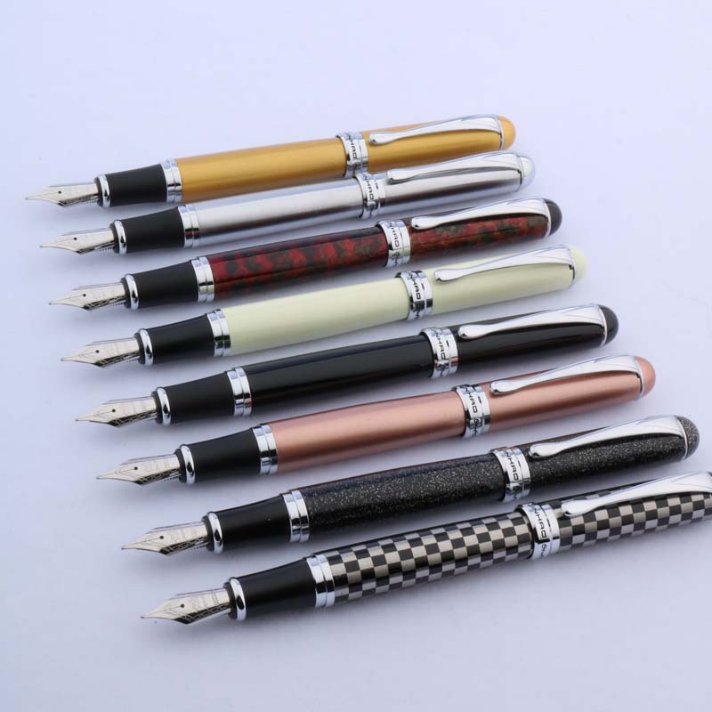 Jinhao X750 Bright Black Fountain Pen 0.7mm Broad Nib 18KGP Silver Trim