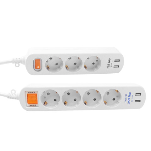 16A 250V European Power Strip Socket Switch 5V 2A 2USB+3 EU Sockets Plug Desktop Wall Electric Socket For Home Office ► Photo 1/5