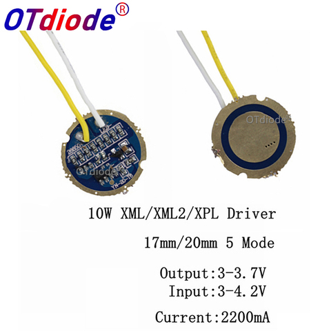 1-10pcs cree xml led xml2 led T6 U2 driver 17mm 20mm 2.7-4.2V 2-2.2A 5-Mode/1 Mode LED Driver for CREE XML LED Emitter ► Photo 1/6