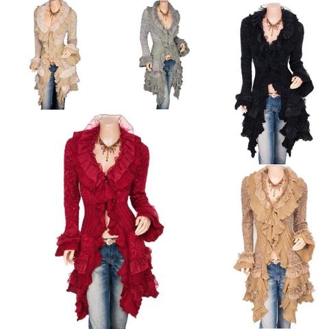 2022 Vintage Renaissance Coat Women Lace Jacket Victorian Steampunk Stand Collar Medieval Lace Up Dress Suit Countess Cardigan ► Photo 1/1