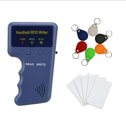 125KHz RFID Copier Writer Duplicator Programmer Reader Handheld access control card reader + Rewritable Keyfobs Tags Card ► Photo 1/6