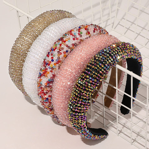 Luxury New Bejeweled Padded Headbands Fashion Luxurious Rhinestones Sponge Hairbands for Women Sparkly Novelty Headbands ► Photo 1/6
