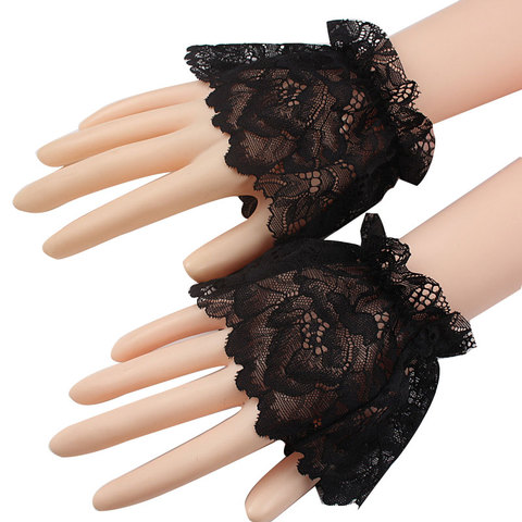 Women Covered Arm Sleeves Organ Pleated Lace Hollow Hook Gloves Lady Elastic Sleeve Driving Gloves Long Short Fingerless Gloves ► Photo 1/6