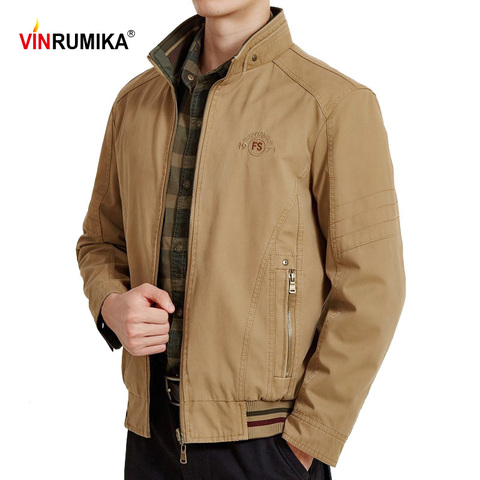 2022 Spring Autumn Europe Middle Aged Men's Double-Sided 100% Cotton Casual Father Style Khaki Jacket Coat Man Black blue Coats ► Photo 1/6