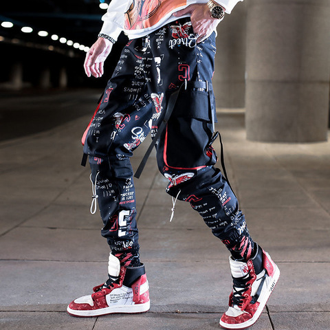Man Pants New Fashion Streetwear Stitching Color Joggers Hip Hop Long Pants Men Elastic Waist Cargo Pants ► Photo 1/6