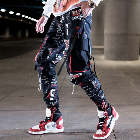 Men Fashion Street Harem Pants Hip Hop Elastic Cargo Pants Joggers