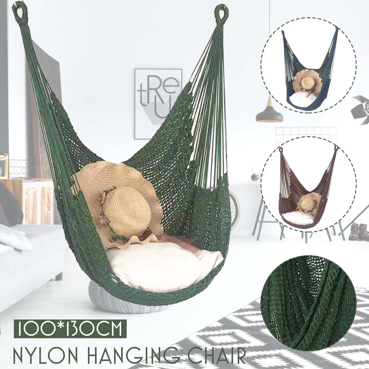 Nylon Mesh Hammock Portable Garden Swing Outdoor Travel Camping Hanging Net Bed 