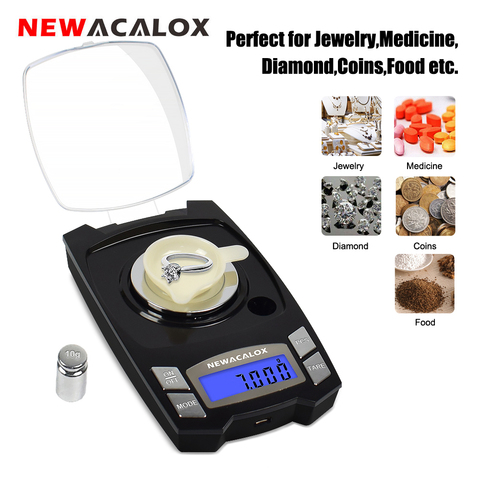 NEWACALOX 100g/50gx0.001g Digital Electronic Scale Mini USB Charging Weighing Scale 0.001g Precision Jewelry Lab Weighing Scale ► Photo 1/6