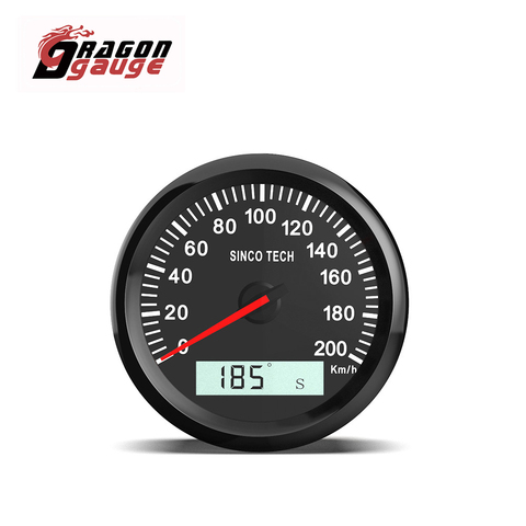 DRAGON GAUGE 85mm Universal GPS Speedometer Pointer LCD Display Odometer 200km/h With GPS Antenn for 12V 24V Car Motorcycle Boat ► Photo 1/6